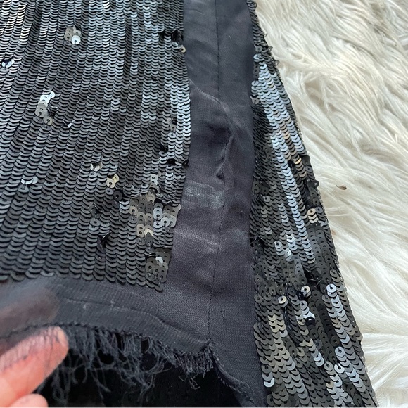 AllSaints Spitalfields Sequin Sheer Raw Hem Black Tank Top Blouse 2 - Picture 3 of 9